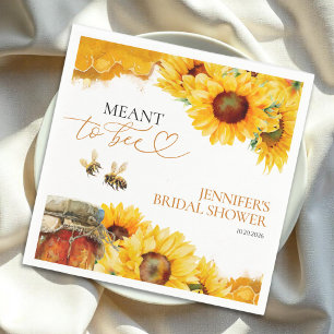 Meant To Bee   Watercolor Sunflower Bridal Shower Napkin