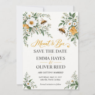 Meant to Bee Watercolor Wildflower Wedding Save The Date