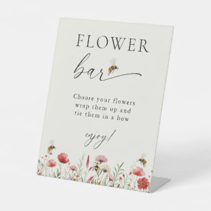 Meant To Bee Wildflower Bridal Shower Flower Bar Pedestal Sign