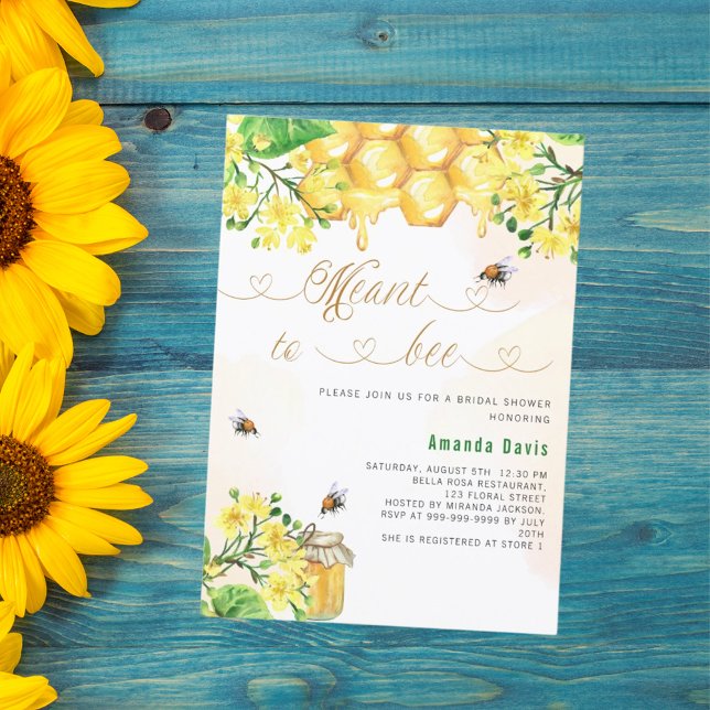 Meant to bee yellow floral honeycomb bridal shower invitation (Creator Uploaded)