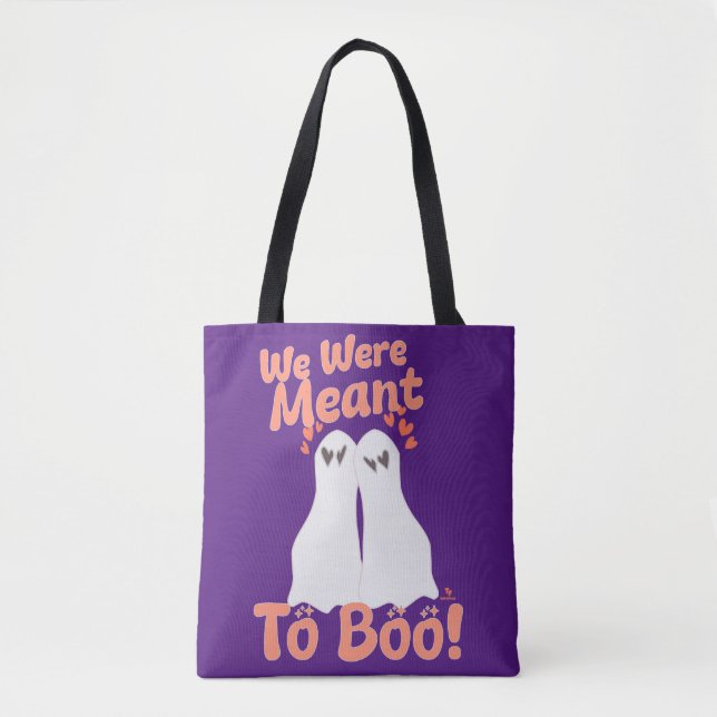 Meant to Boo Cartoon Halloween Ghostsin Love Tote Bag (Front)