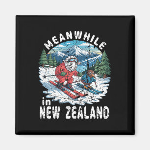 Meanwhile In New Zealand Kiwi Sheep Skiing Winter Magnet