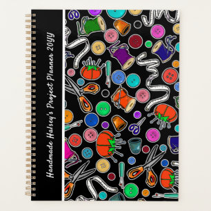 Measure Twice Cut Once Sewing Supplies on Black Planner