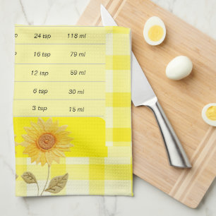 Measurement Sunflower Yellow Gingham Logo Tea Towel