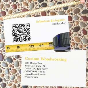 Measuring Tape  Woodworking Professional QR Code Business Card