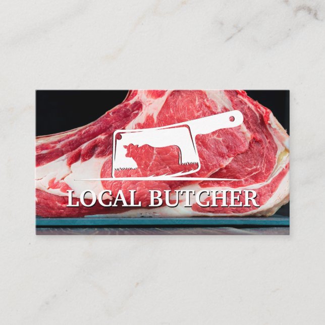 Meat Cleaver Logo | Steak Business Card (Front)