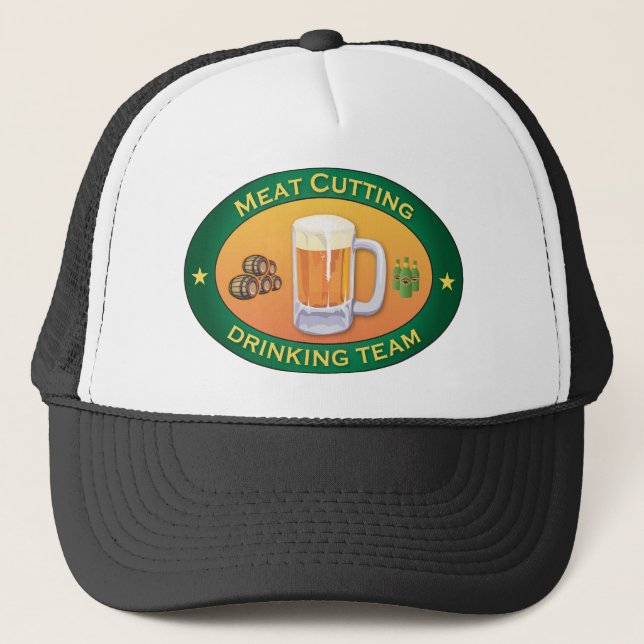 Meat Cutting Drinking Team Trucker Hat (Front)