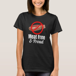 Meat Free and Proud Steak Crossed Out Red Circle T-Shirt