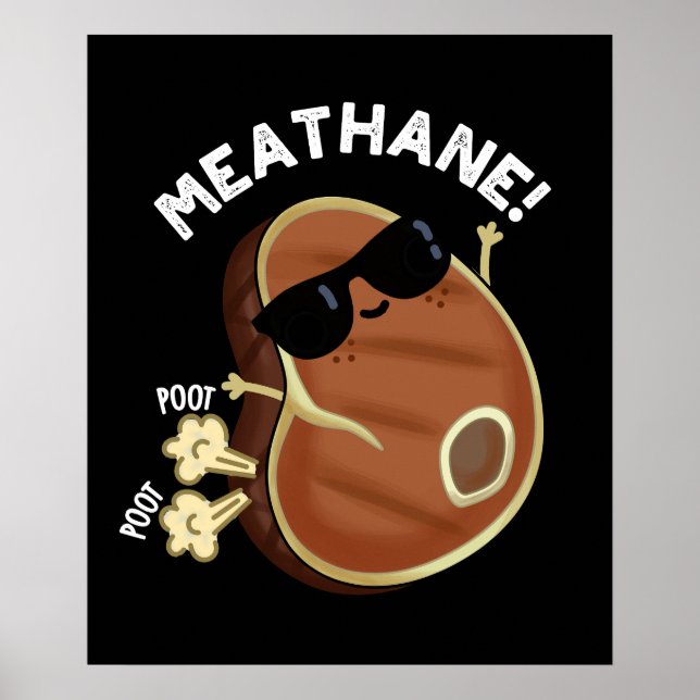 Meat-hane Funny Farting Meat Pun Dark BG Poster (Front)