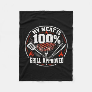 Meat is 100% grill approved funny bbq dad father’s fleece blanket