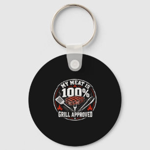 Meat is 100% grill approved funny bbq dad father’s key ring