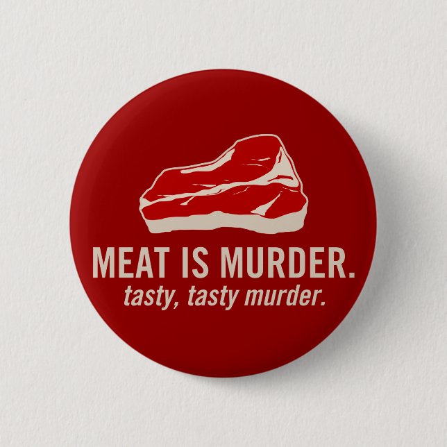Meat is Murder, Tasty Murder 6 Cm Round Badge (Front)