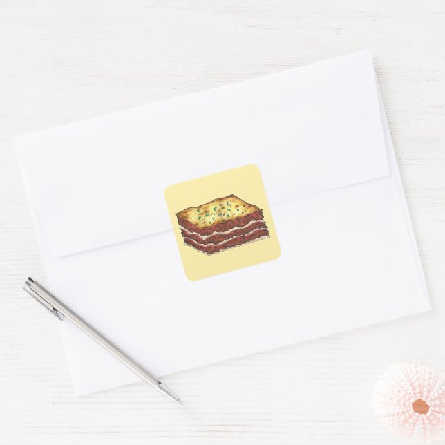 Meat Lasagne Lasagne Restaurant Food Italian Italy Square Sticker (Envelope)