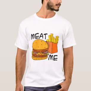 "Meat me" Hamburger and friet illustration T-Shirt