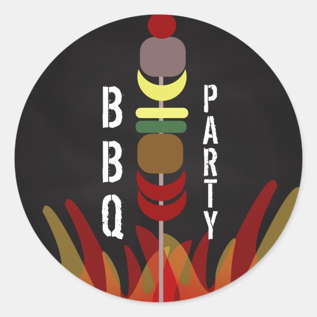Meat Skewers BBQ Cook Out Party  Classic Round Sticker (Front)