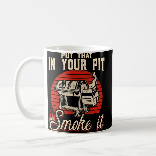 Meat smoker meat grilling BBQ grill pitmaster barb Coffee Mug (Left)