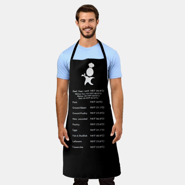 Meat Temperate Guide Black, chef Apron (Worn)