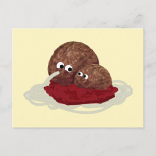 Meatball Eating Spaghetti Postcard