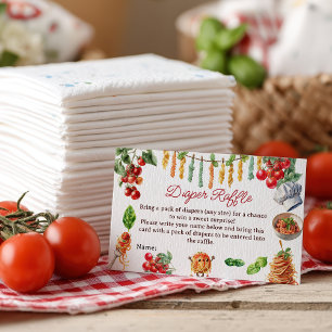 Meatball Italian Pasta Baby Shower Diaper Raffle Enclosure Card