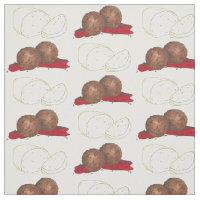 Meatballs and Mozzarella Italian Food Fabric