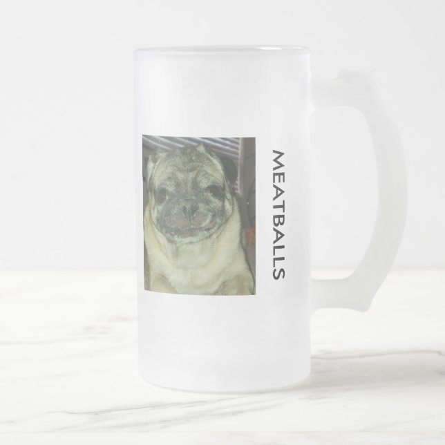MEATBALLS Frosted 16 oz Frosted Glass Mug (Right)