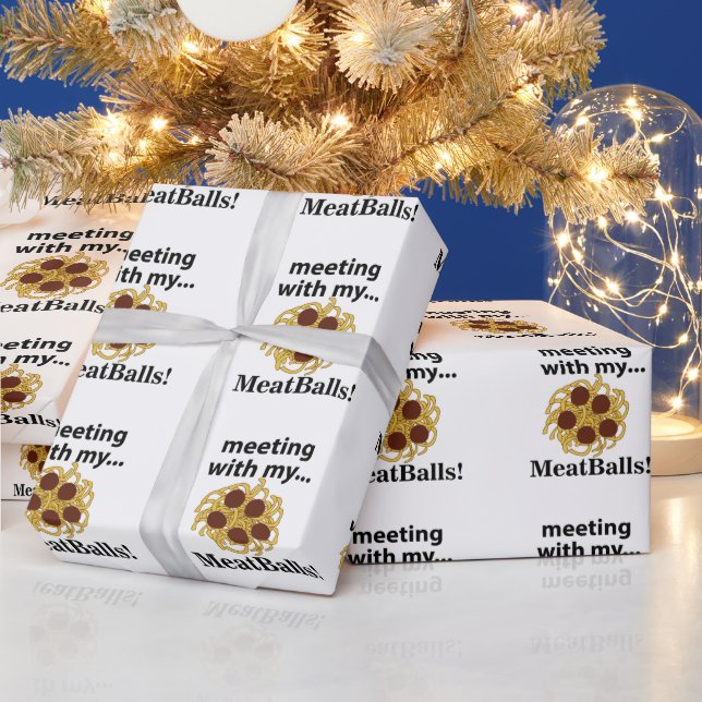 Meatballs Funny Meeting With My Meatballs Wrapping Paper (Holidays)