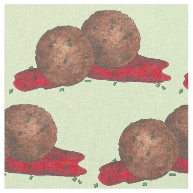 Meatballs Marinara Italian Food Foodie Meat Balls Fabric (Close Up)