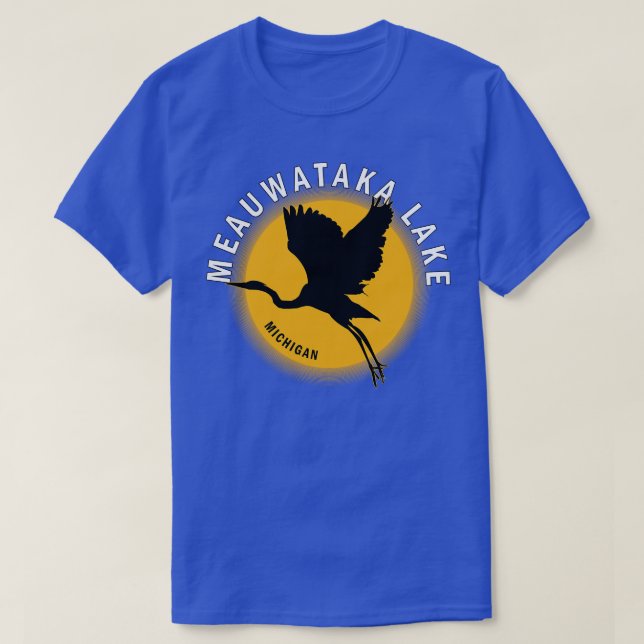 Meauwataka Lake in Michigan Heron Sunrise T-Shirt (Design Front)
