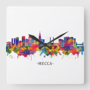 Mecca KSA Skyline Square Wall Clock