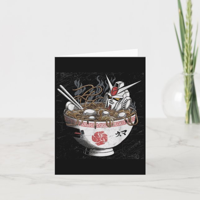 Mecha Japanese Mecha Robot Head Anime Art Ukiyo-e  Card (Front)