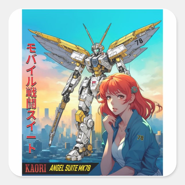 MECHA WARRIOR - KAORI'S ANGEL SUITE MK78  SQUARE STICKER (Front)