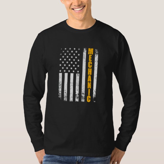Mechanic American Flag Usa Patriotic Proud Funny M T-Shirt (Front)