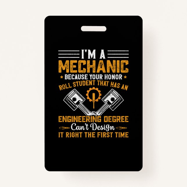Mechanic Art | I Am A Mechanic ID Badge (Front)