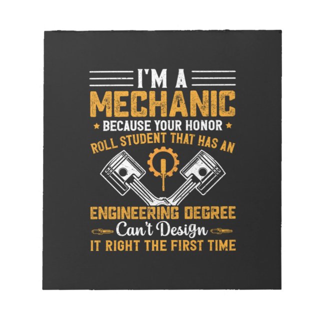 Mechanic Art | I Am A Mechanic Notepad (Front)