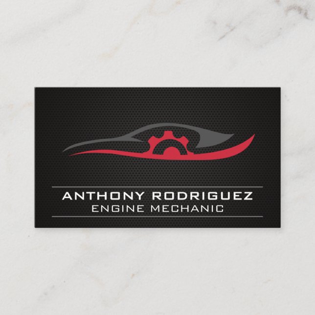 Mechanic Auto Repair Logo | Carbon Fibre Business Card (Front)
