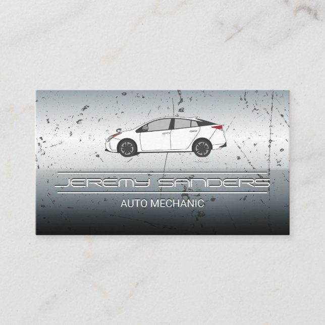 Mechanic | Auto Repair Logo | White Automobile Business Card (Front)