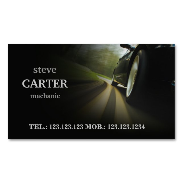 Mechanic Automotive Car Black Wheel Card (Front)