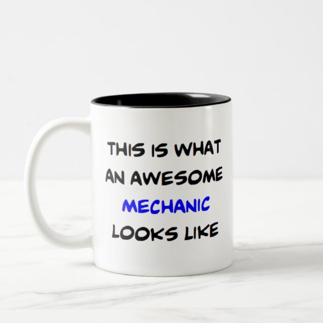 mechanic, awesome Two-Tone coffee mug (Left)