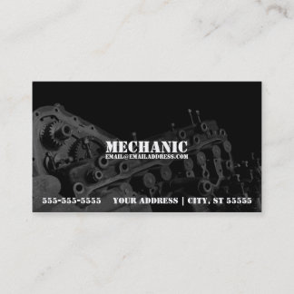 Mechanic Business Card w/ Engine Photo