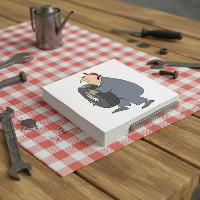 Mechanic Carrying A Tire Paper Napkins (Creator Uploaded)
