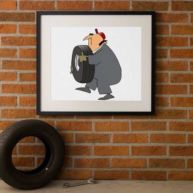Mechanic Carrying A Tire Poster (Creator Uploaded)
