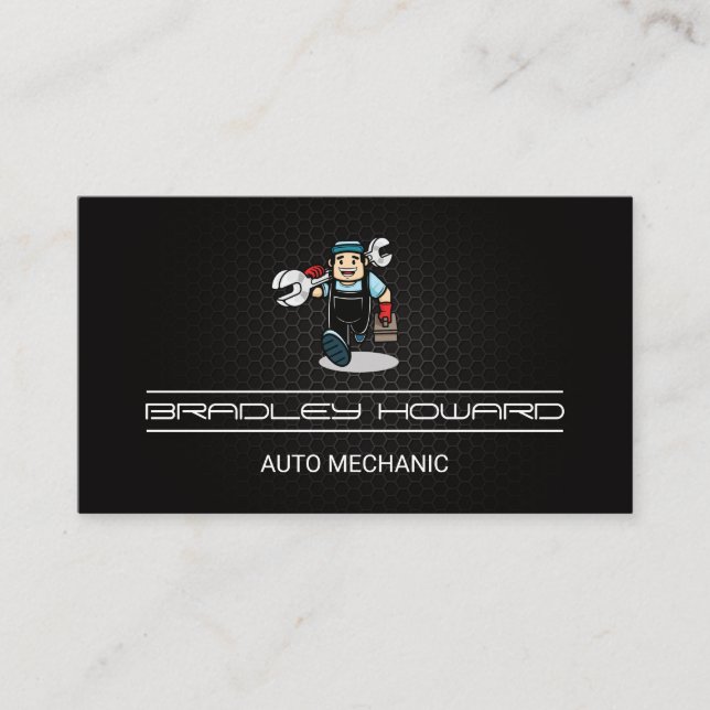Mechanic Cartoon | Car Repair Business Card (Front)