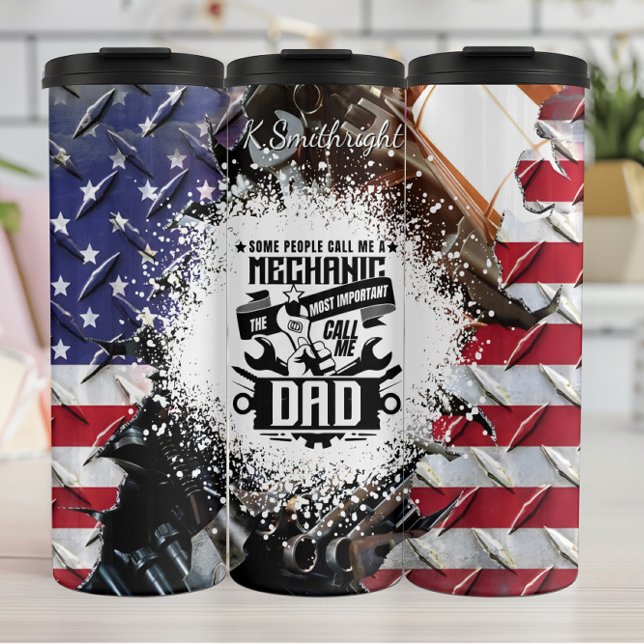 Mechanic Dad American Flag Tool Thermal Tumbler (Creator Uploaded)