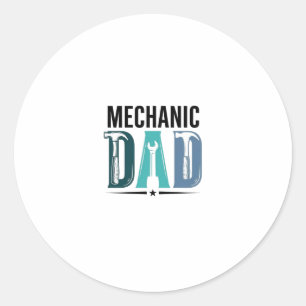 Mechanic Dad Vintage Tool Typography Design_1 Classic Round Sticker