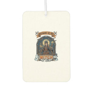 Mechanic Day Witch Night Halloween Steampunk Woman Car Air Freshener