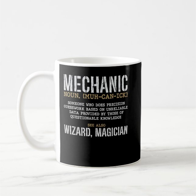 Mechanic Definition Funny Noun Meaning Vintage Coffee Mug (Left)