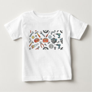 Mechanic Engine  kids drawing  crayon colour penci Baby T-Shirt