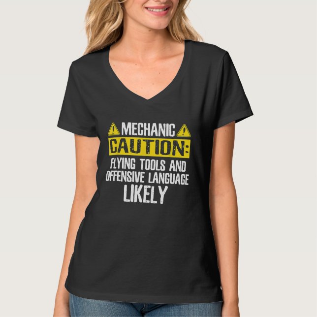 Mechanic Engineer Caution T-Shirt (Front)