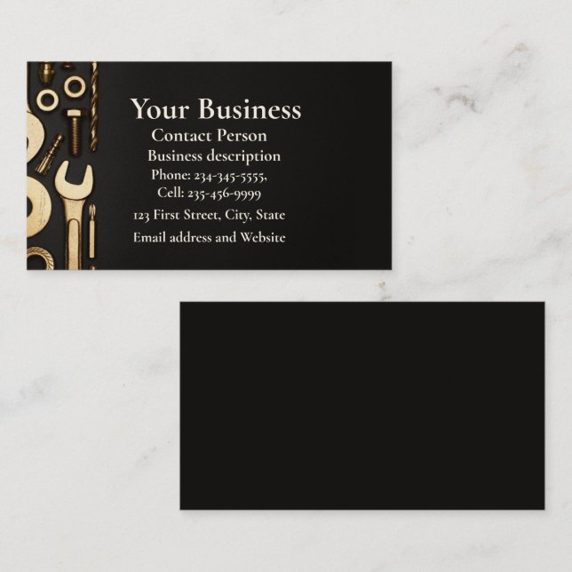 Mechanic, Engineer, Fix-it Handyman Business Card (Front/Back)