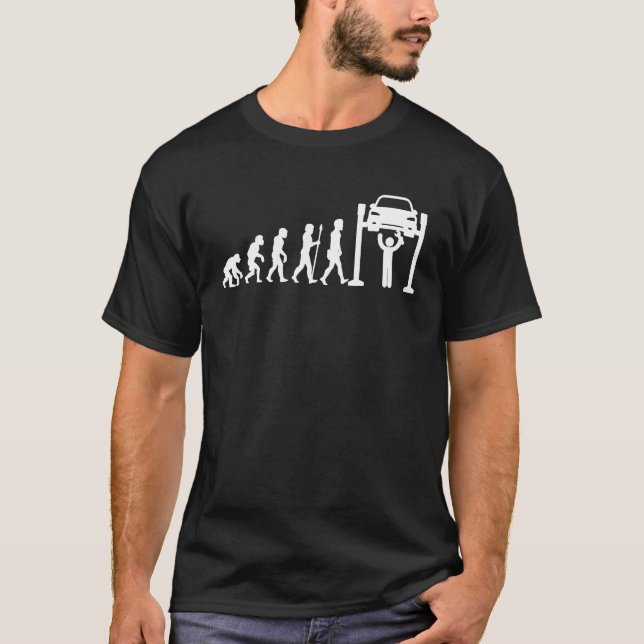 Mechanic Evolution Car Mechanics Christmas T-Shirt (Front)